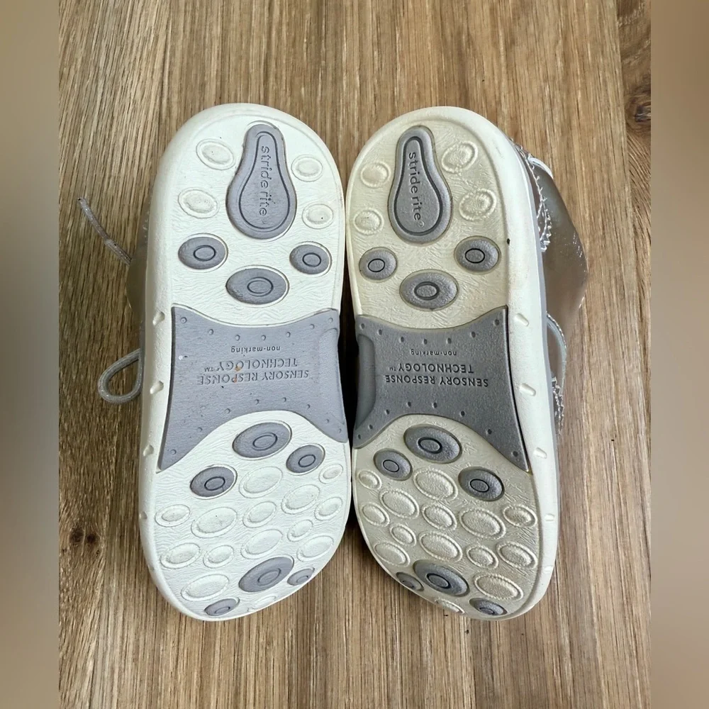 Stride Rite Ellsworth Kids Silver Leather Lace-Up Oxfords Size 7.5